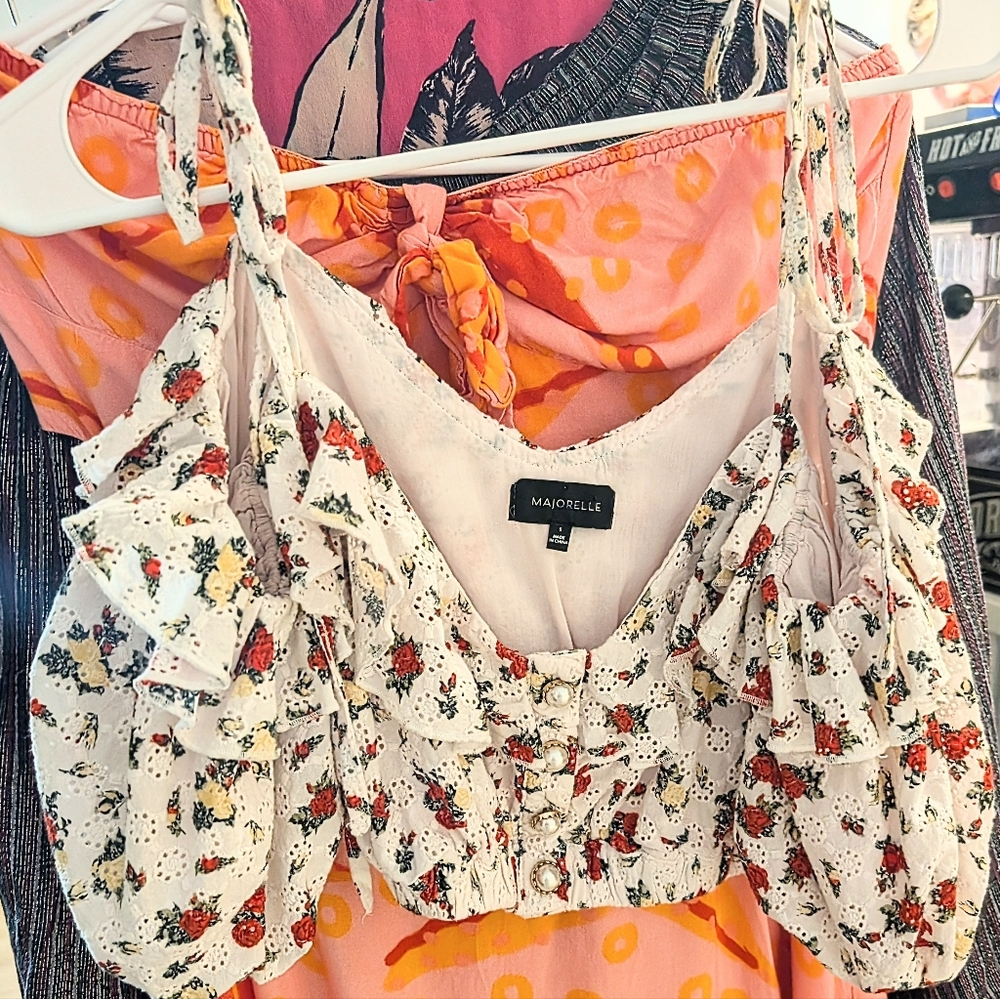 Majorelle Floral Ruffle Festival Boho Cottage Crop Top - Picture 5 of 5